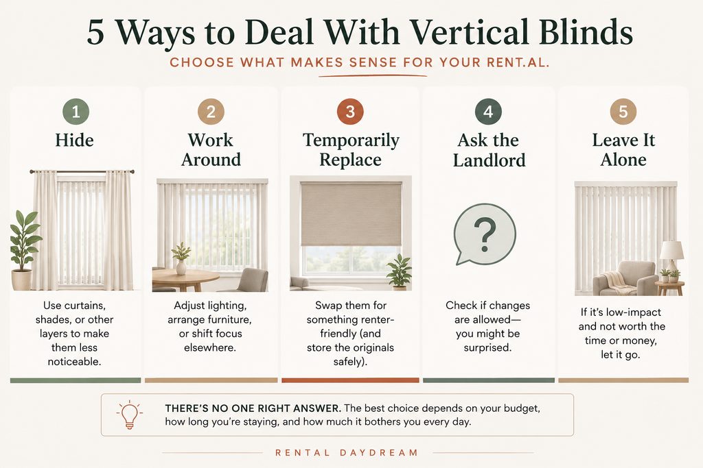 Rental room with existing vertical blinds left in place