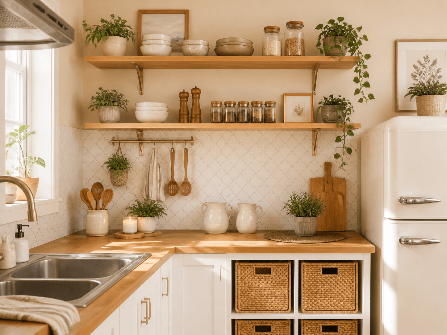 Contact paper countertop in a small rental kitchen