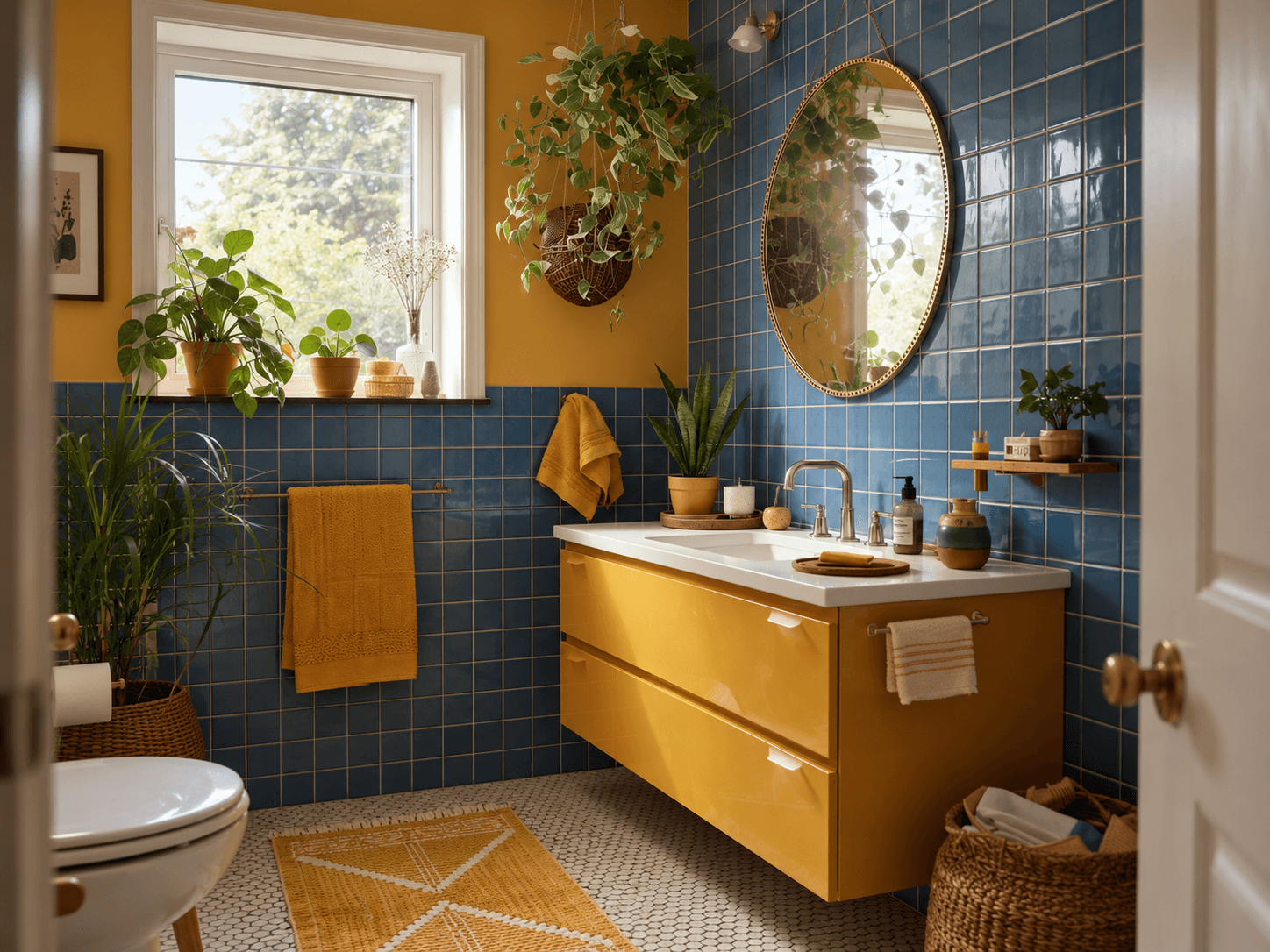 bathroom vanity in an ordinary rental bathroom