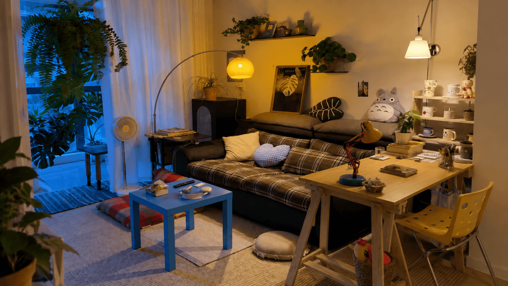 different lamp light in rental living room