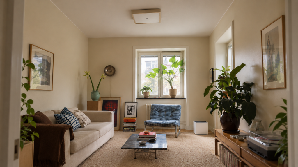 Rental ceiling light that remains visually noticeable when switched off
