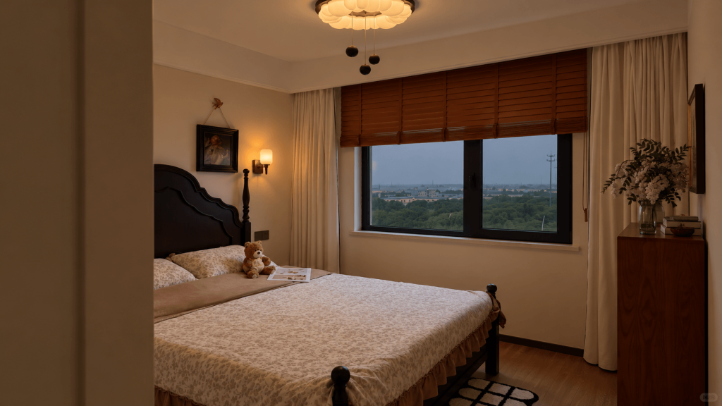 Battery wall sconce used as an extra bedside light