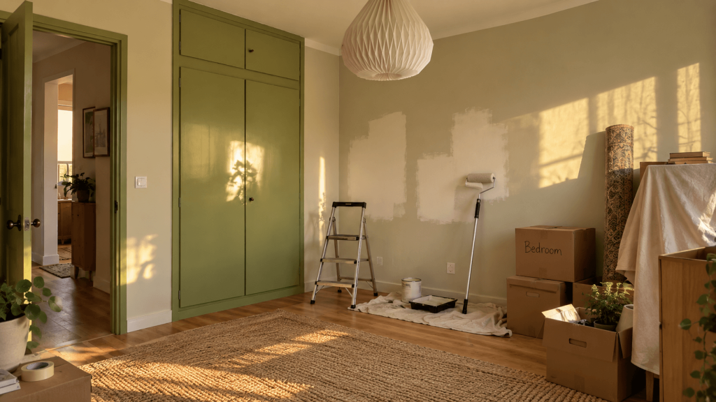 Rental wall being repainted during move-out preparation