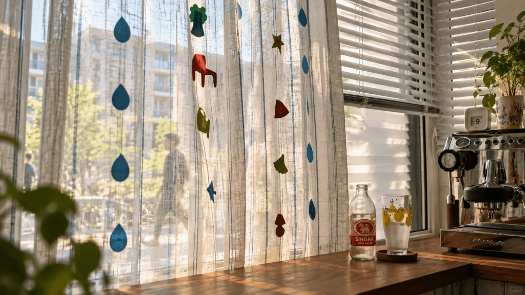 Frosted privacy film covering the lower half of a rental window
