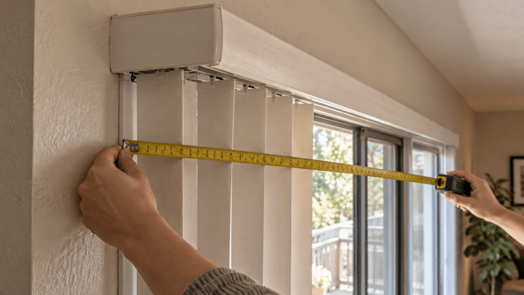 Measuring how far vertical blinds project from the wall before hanging curtains